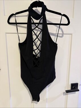 Express Black Lace-Back One-Piece Bodysuit